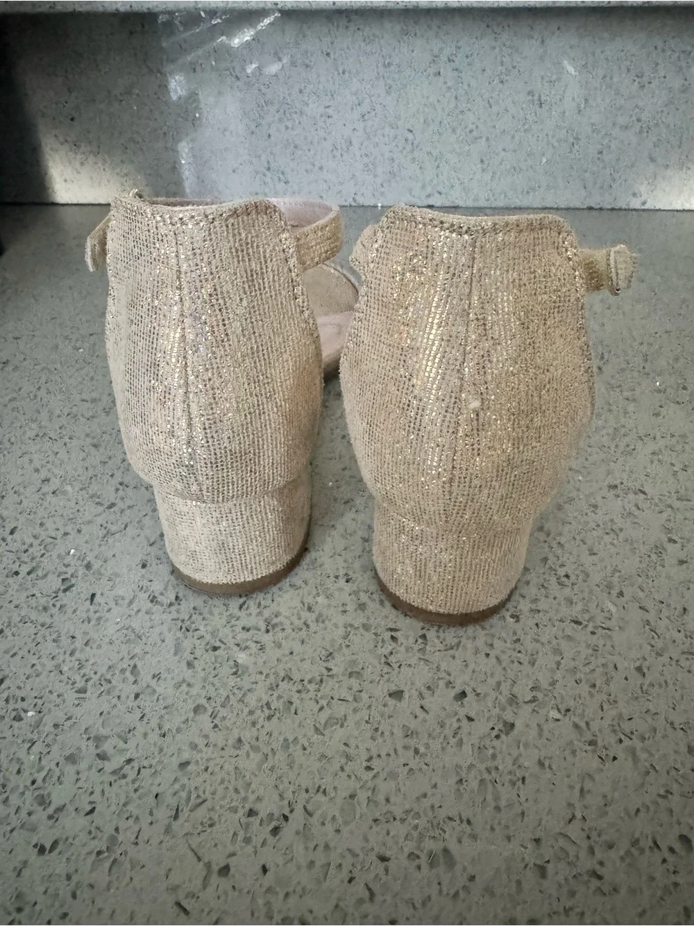 Kelly & Katie Champagne Gold Embellished Block Heel Sandals